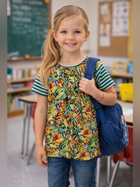 LuLaRoe Girls Gracie Geometric Print Top | Multicolor | Size 8 | NWT